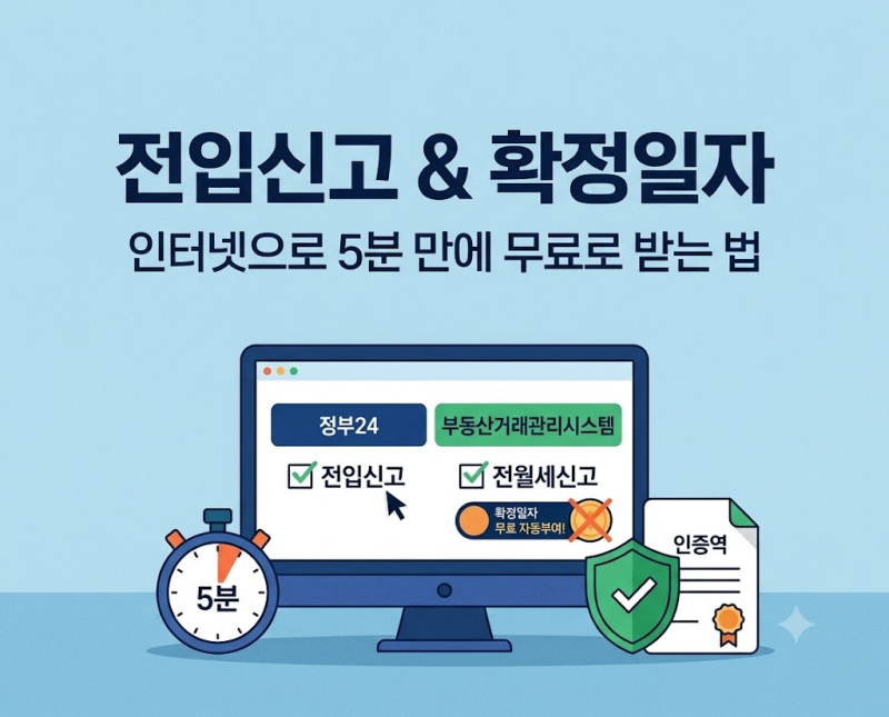 전입신고 및 확정일자, 인터넷으로 5분 만에 무료로 받는 법 (ft. 전월세신고제)