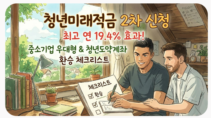 [청년미래적금 2차 신청] 최고 연 19.4% 효과와 중소기업 우대형·청년도약계좌 환승 체크리스....
