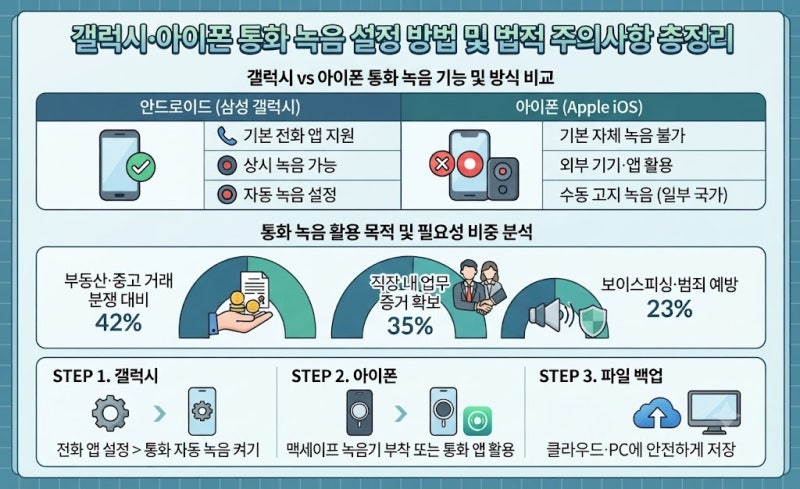 갤럭시·아이폰 통화 녹음 설정 방법 및 법적 주의 사항 총정리