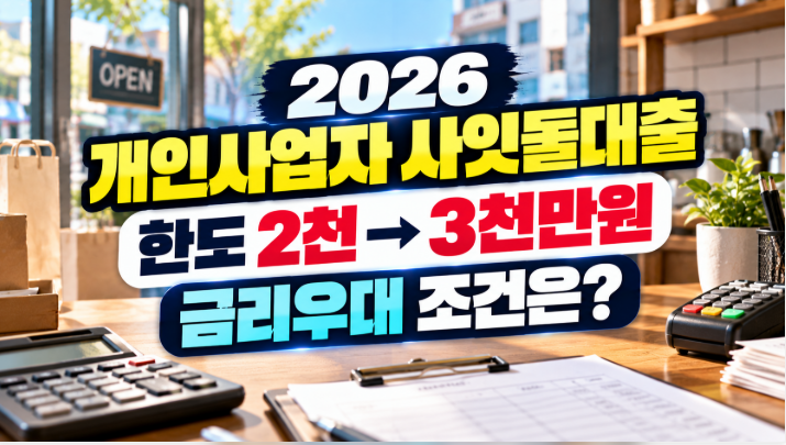 2026 개인사업자 사잇돌대출 출시 지연｜최대 3천만원·금리우대 조건 총정리