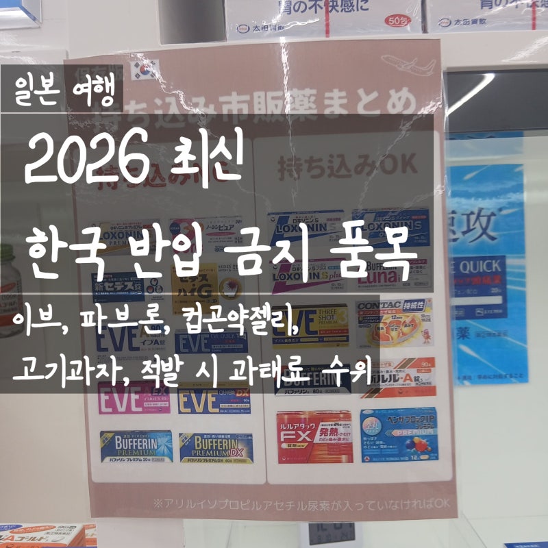 [일본 여행] 2026 최신 한국 반입 금지 품목 총정리 | 이브, 파브론, 컵곤약젤리, 고기과자, 적....