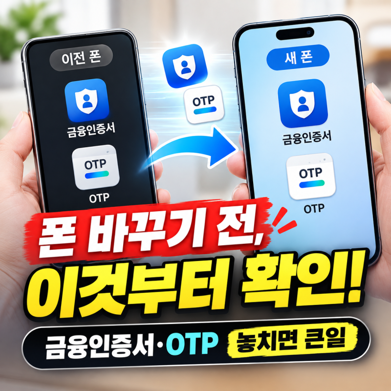 휴대폰 바꿀 때 금융 앱 인증서 이동과 OTP 설정 누락 없이 옮기기