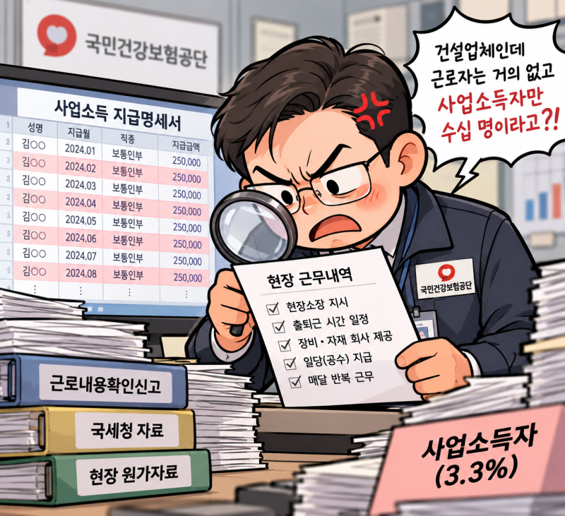 일용직 3.3% 처리, 이제 건강보험공단이 먼저 찾아옵니다 — 3억 원대 추징 사례로 본 후폭풍