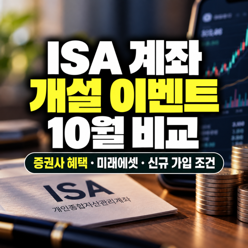 ISA 계좌 개설 이벤트 10월 비교｜증권사 혜택·미래에셋·신규 가입 조건