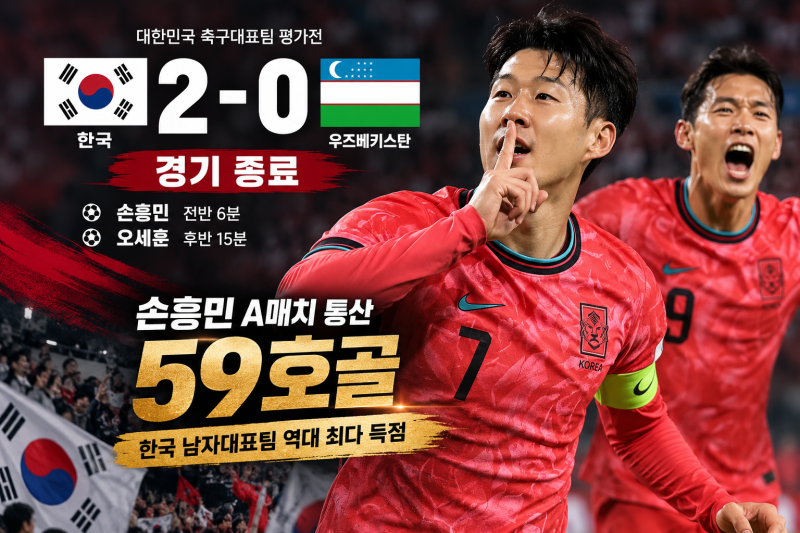 한국 우즈베키스탄 2-0 승리｜손흥민 새 역사, 황인범이 바꾼 후반전