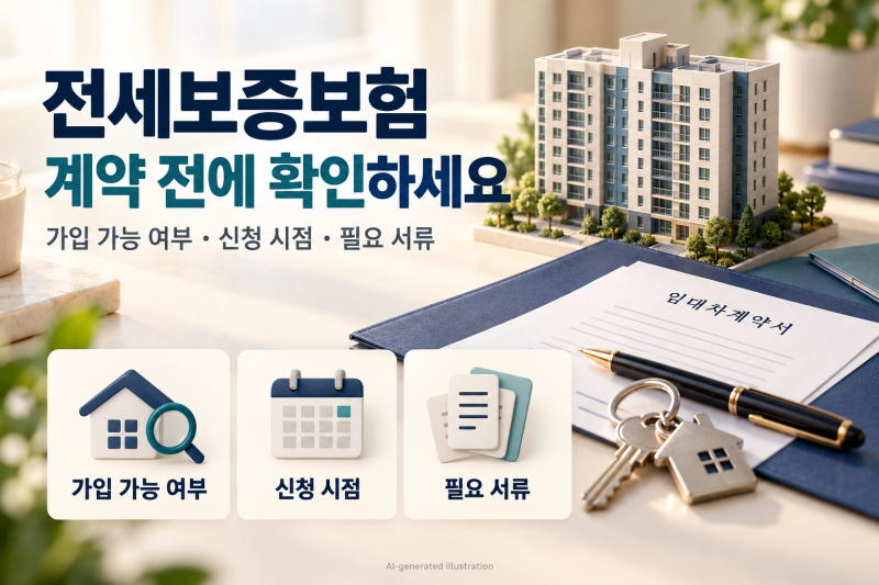 전세보증보험, 계약 전에 확인하세요｜가입 가능 여부·신청 시점·필요 서류