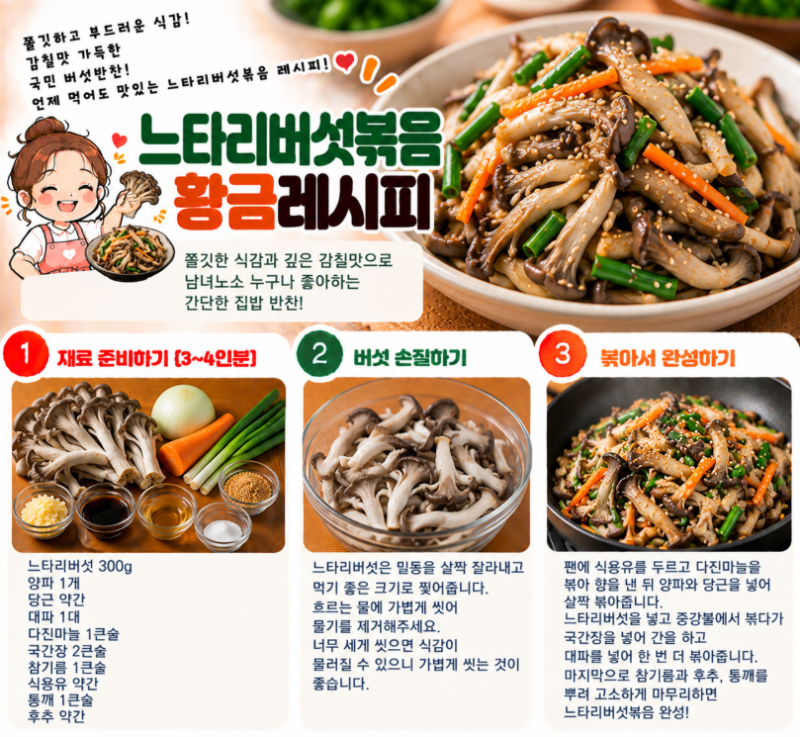 느타리버섯볶음 황금레시피｜쫄깃하고 담백하게 만드는 간단 밑반찬