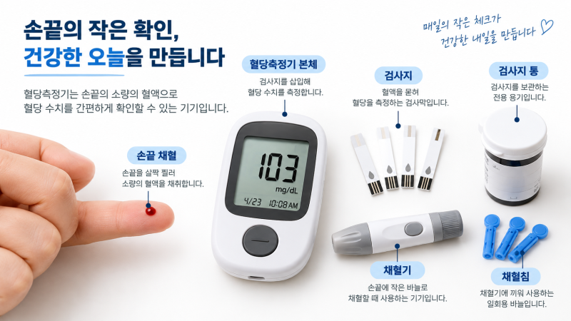 혈당측정기 사용법 총정리｜손끝 혈당·연속혈당 차이부터 정확하게 재는 방법까지