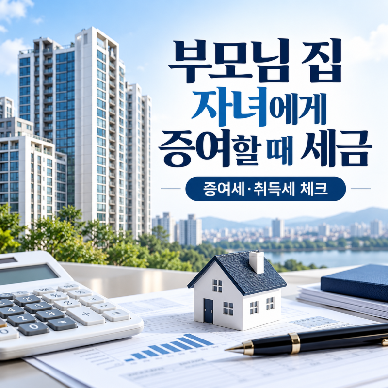 부모님 집 자녀에게 증여할 때 세금, 증여세·취득세까지 따져야 합니다