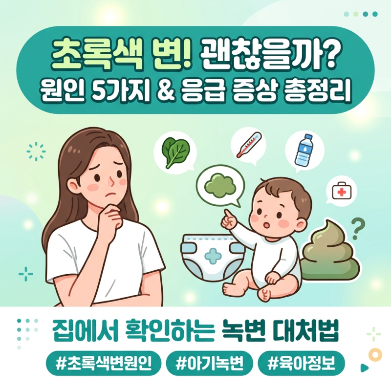 아기 초록색변 원인 5가지! 대변 색깔 변화 때 병원 가야 하는 순간 총정리