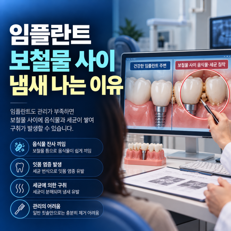 대전서구치과 임플란트 보철물 사이 냄새가 나는 이유