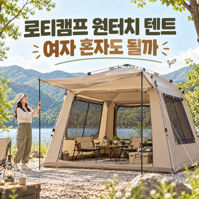 캠핑용 텐트 설치가 부담이라면? 로티캠프 빅스퀘어 원터치 사용기