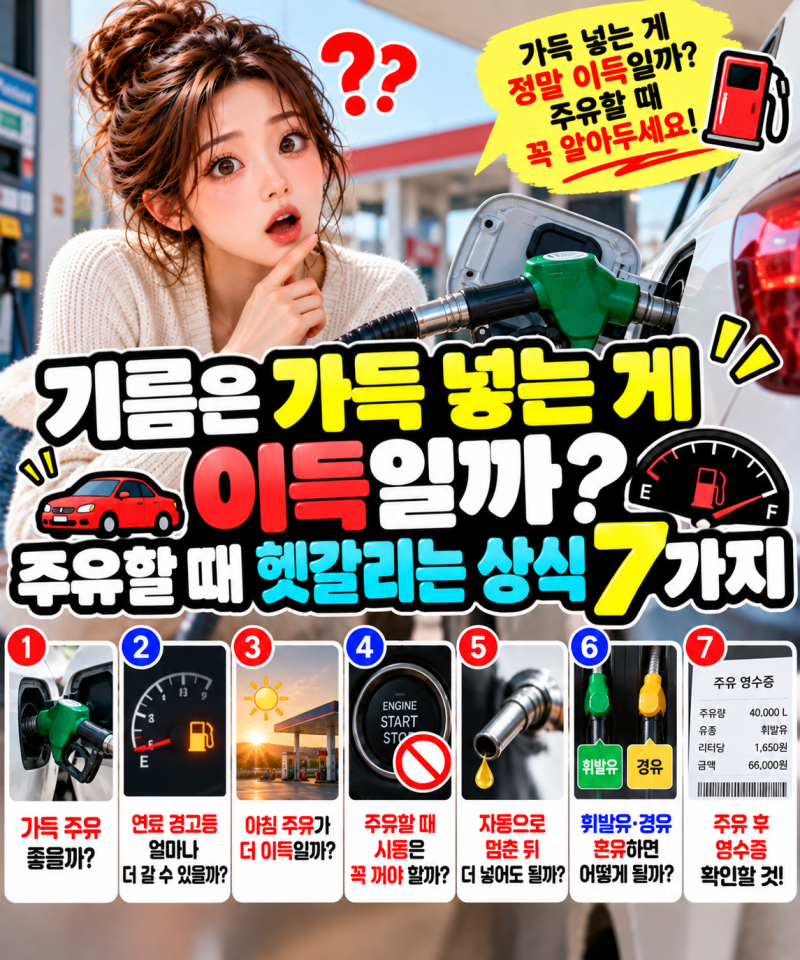 기름은 가득 넣는 게 이득일까? 주유할 때 헷갈리는 상식 7가지