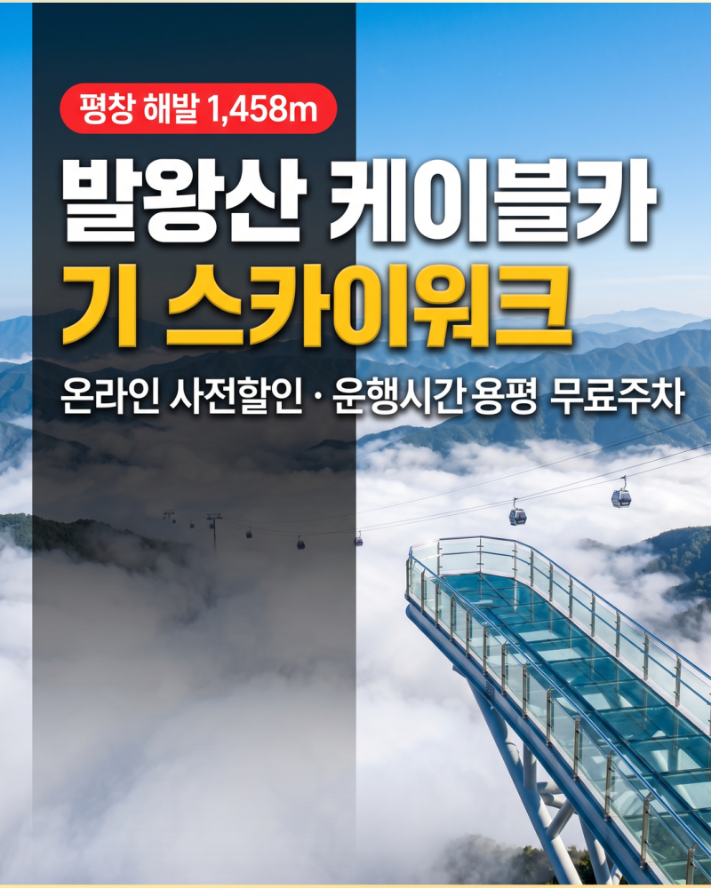 평창 발왕산 관광케이블카 스카이워크 입장료 할인, 운행시간 주차 팁