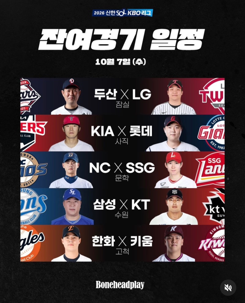 2026 KBO 프로야구 KT 위즈 정규시즌 우승! 3~5위(KIA·LG·두산) 최종 경우의 수 & 잔여경기 중계 ....