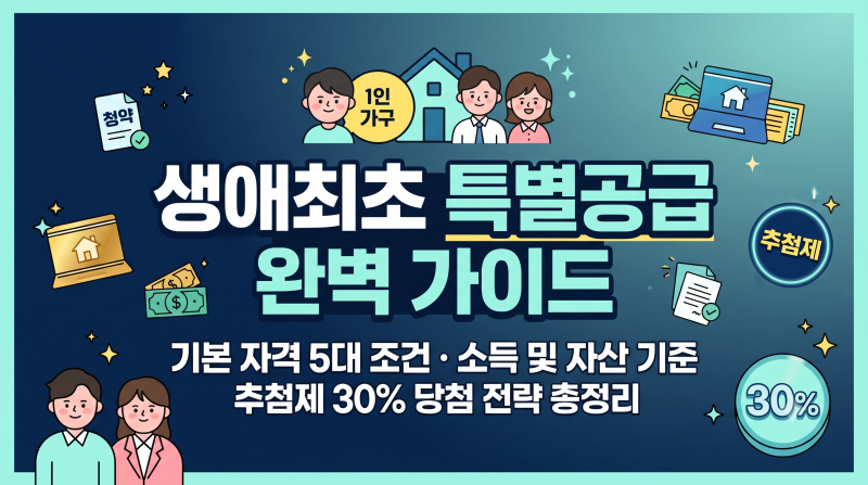 생애최초 특별공급 자격 조건과 소득·자산 기준 (추첨제 30% 당첨 전략 총정리)