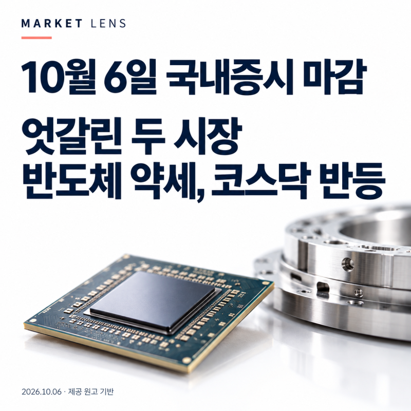 [10월 6일 국내증시 마감] 코스피 7,000선 이탈…반도체 매도에도 코스닥은 2.6% 급등