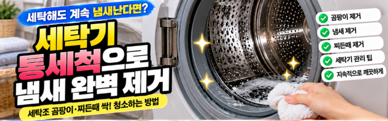 세탁기 빨래에서 냄새날 때｜통세척·고무패킹 곰팡이 청소 방법