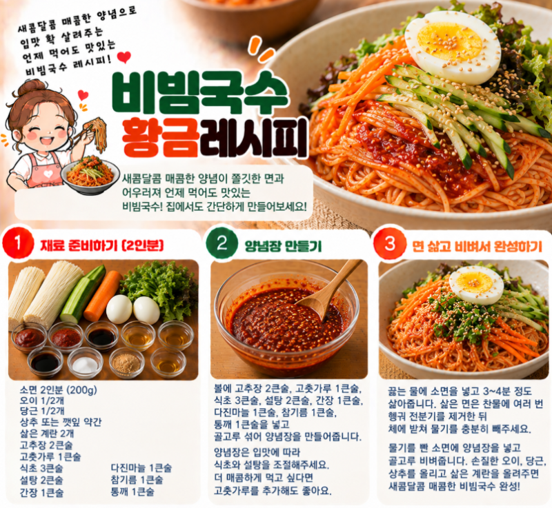 비빔국수 황금레시피｜새콤달콤 매콤한 양념장으로 만드는 초간단 한 끼
