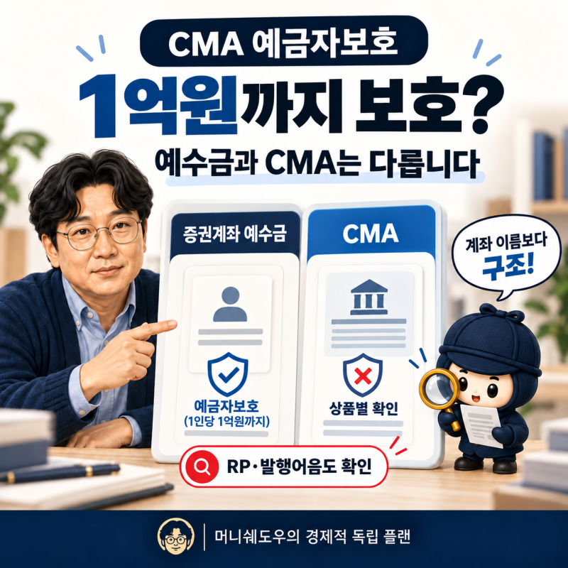 CMA 예금자보호 1억원, 증권계좌 예수금·RP·발행어음 차이