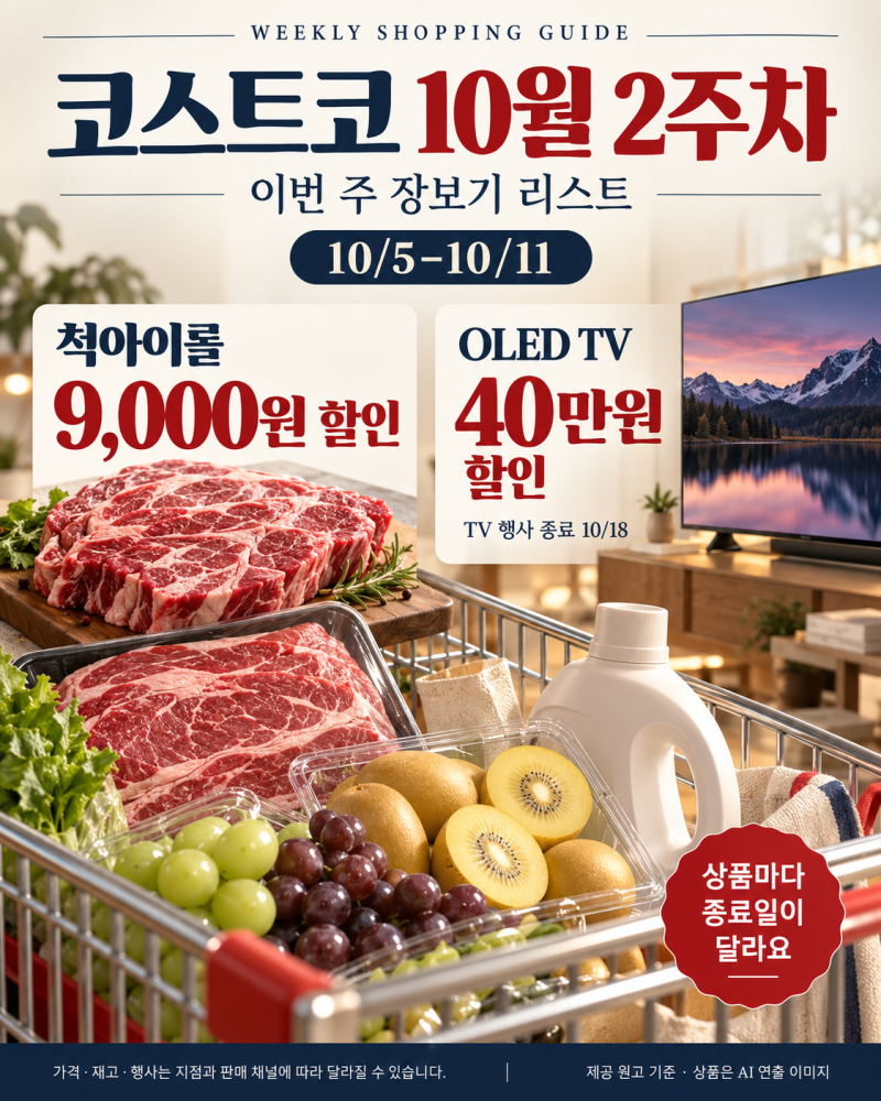 척아이롤 9,000원↓, OLED TV 40만원↓… 코스트코 10월 2주차 할인, 일요일 전에 담아야 할 품목 ....