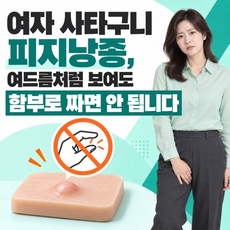 여자 사타구니 피지낭종, 여드름처럼 보여도 함부로 짜면 안 됩니다