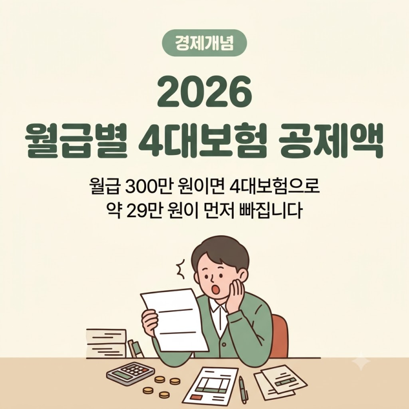 4대보험계산기로 보는 2026 월급별 4대보험 공제액, 월급 300만원이면 얼마나 빠질까