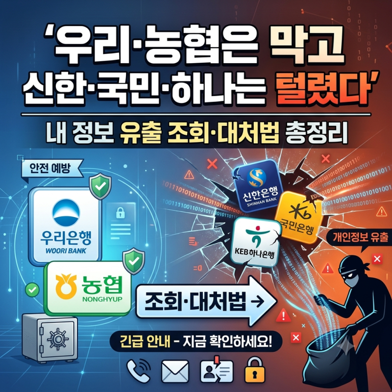 우리·농협은 막고 신한·국민·하나는 털렸다, 내 정보 유출 조회·대처법 총정리