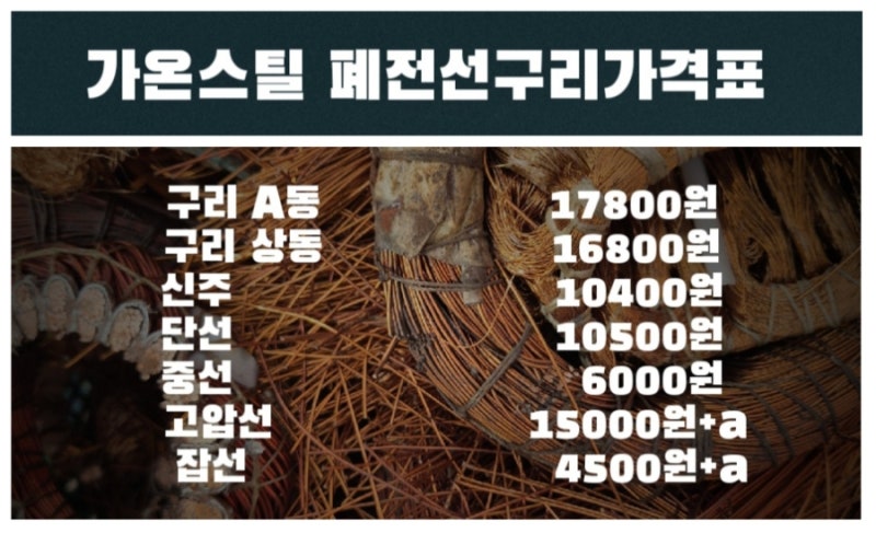 화성고물상 향남 발안 폐전선가격 동시세 신주 고철가격 황동 고물시세 오늘 구리시세 팔탄 ....