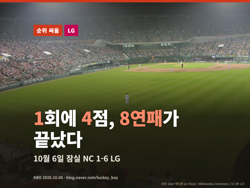 10월 6일 잠실 NC 1-6 LG 리뷰 — 1회에 4점, LG의 8연패가 거기서 끝났다