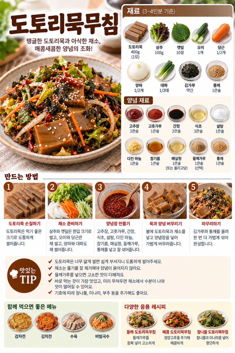 도토리묵무침 만드는법, 새콤매콤 양념장으로 입맛 살리는 황금비율 간단 묵요리