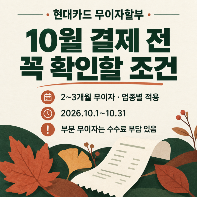 현대카드 무이자할부 10월 이벤트! 결제 전에 알아둘 대상·개월 수·수수료 조건