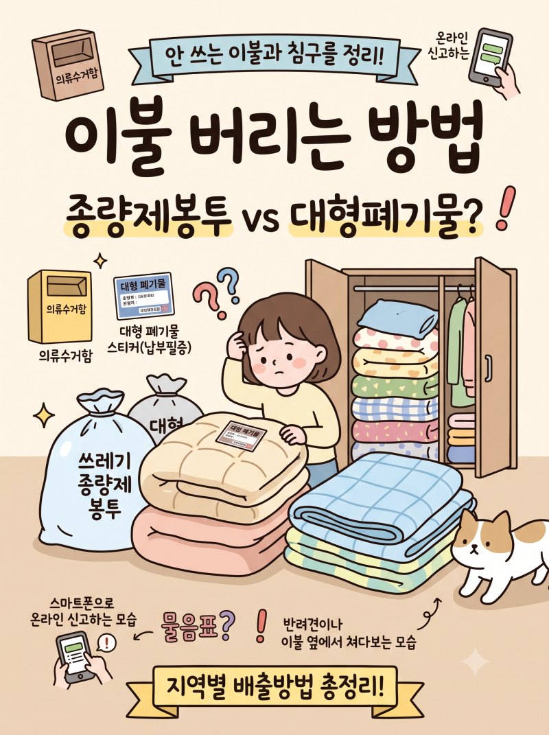 이불 버리는 방법 총정리, 솜이불 그냥 종량제봉투에 버리면 안 되는 이유