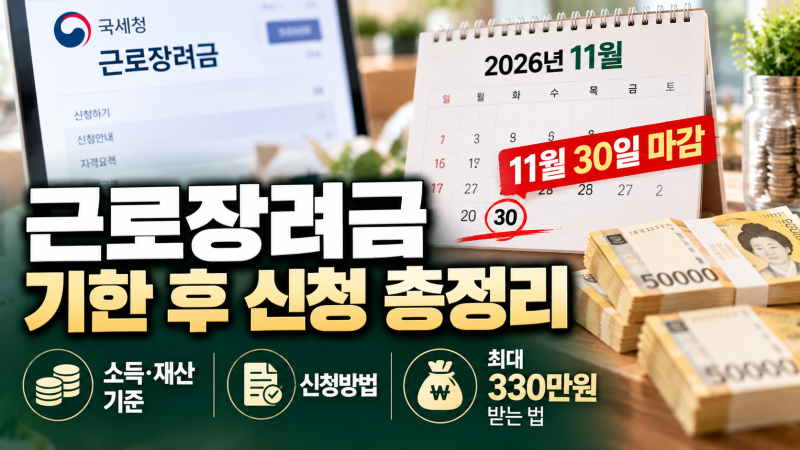 5월에 놓쳤어도 늦지 않았습니다: 근로장려금 기한 후 신청, 95% 받는 법