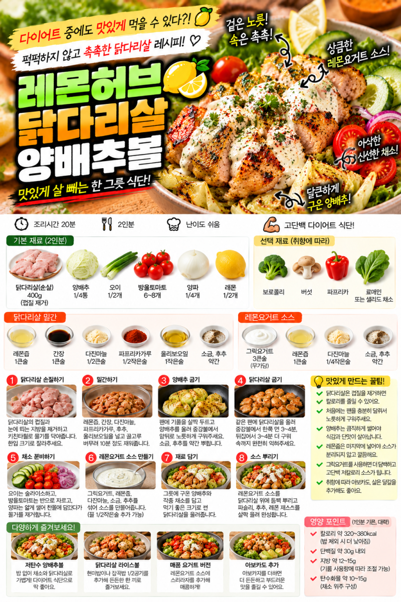 다이어트 중에도 닭다리살 괜찮을까? 레몬허브 닭다리살 양배추볼