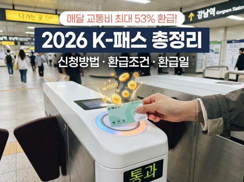 2026 K-패스 (케이패스) 교통카드 신청 방법 및 환급일 총정리