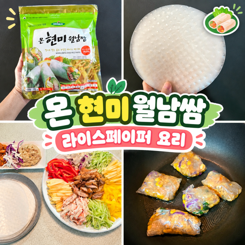 몬 현미 월남쌈 라이스페이퍼 요리 만두 만들기