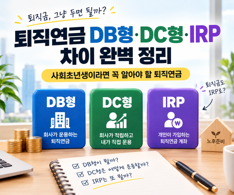 퇴직연금 DB형·DC형·IRP 차이 완벽 정리｜사회초년생이라면 꼭 알아야 할 퇴직연금