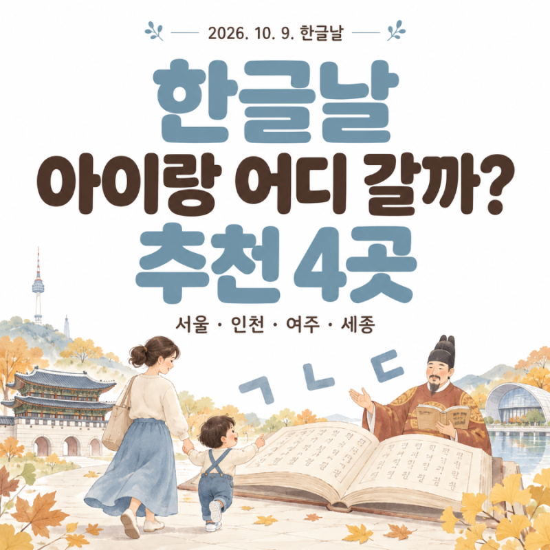 2026 한글날 아이랑 가볼 만한 곳 4곳｜서울·인천·여주·세종 행사 정리