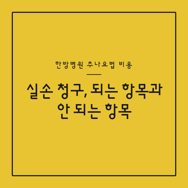 한방병원 추나요법 비용 실손 청구, 되는 항목과 안 되는 항목
