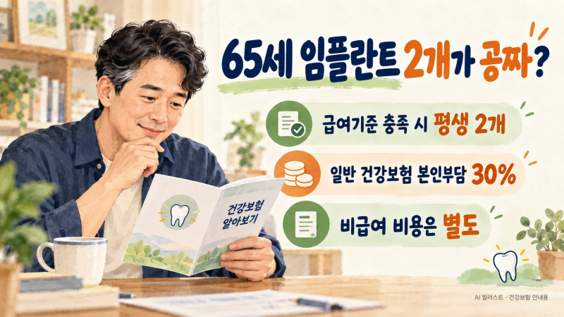 65세 임플란트가 30%라고요? 건강보험 평생 2개에서 빠지는 비용