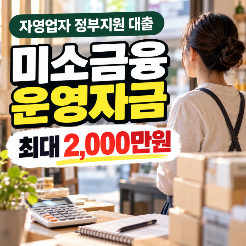 미소금융 운영자금 최대 2,000만원｜자영업자 정부지원 대출 조건·신청방법