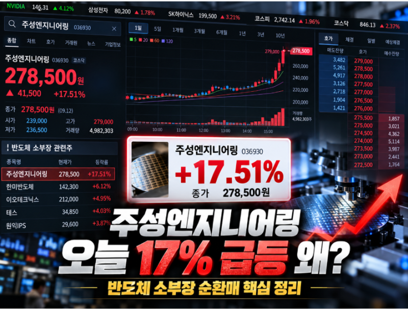 주성엔지니어링 오늘 17% 급등 왜?｜삼성전자·SK하이닉스 쉬는 사이 반도체 소부장 뜨는 이유....