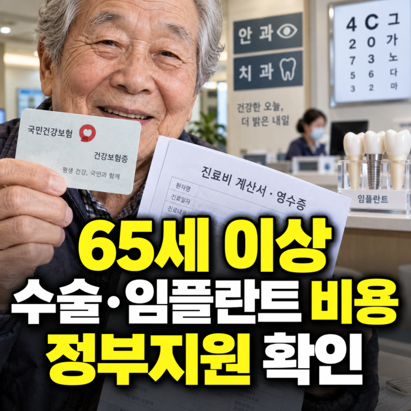 육십오세 이상 노인 백내장 수술비용 및 임플란트 본인부담금 정부지원 안내