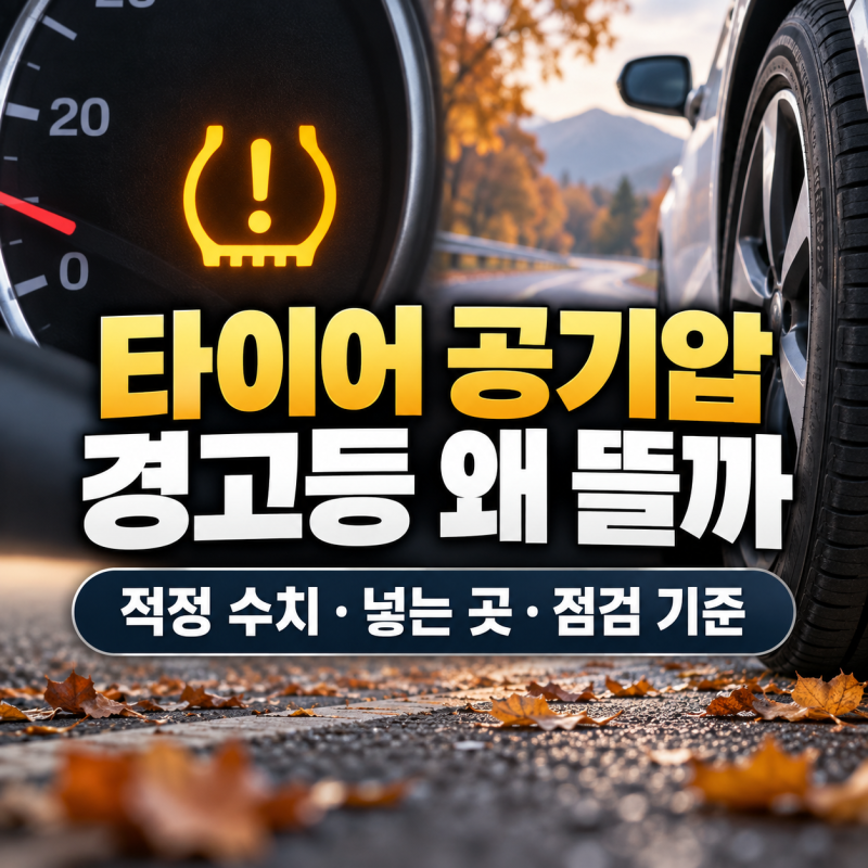 타이어 공기압 경고등 왜 뜰까｜적정 수치·넣는 곳·점검 기준