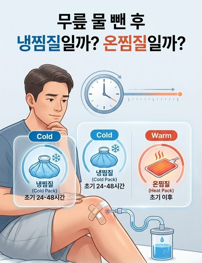 무릎 물 뺀 후 냉찜질일까? 온찜질일까?