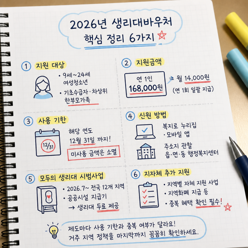 2026년 생리대바우처 지원금액과 신청방법 및 변경사항 정리