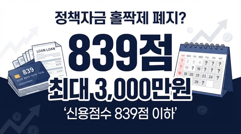 정책자금 홀짝제 폐지? 신용점수 839점? 3천만 원 대출, 확인된 것만 정리