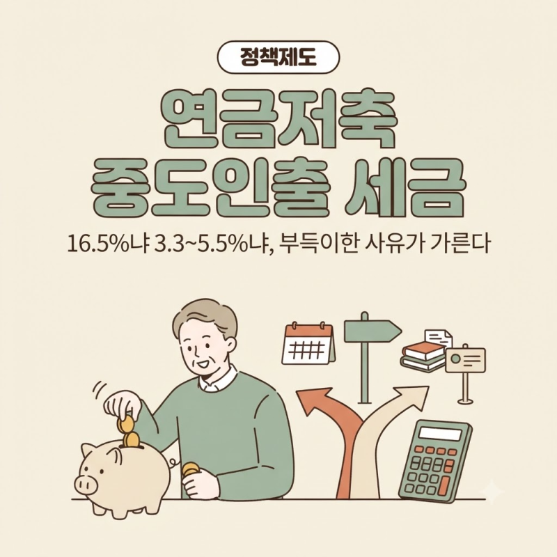 연금저축 중도인출 세금 16.5%와 3.3∼5.5%, 갈림길은 '부득이한 사유'