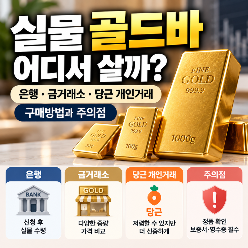 실물 골드바 어디서 살까?｜은행·금거래소·당근 개인거래 구매방법과 주의점